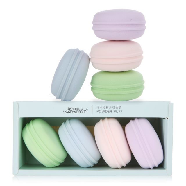 New arrival beauty tools macaron cosmetic makeup sponge blender set with ECO packaging A80141