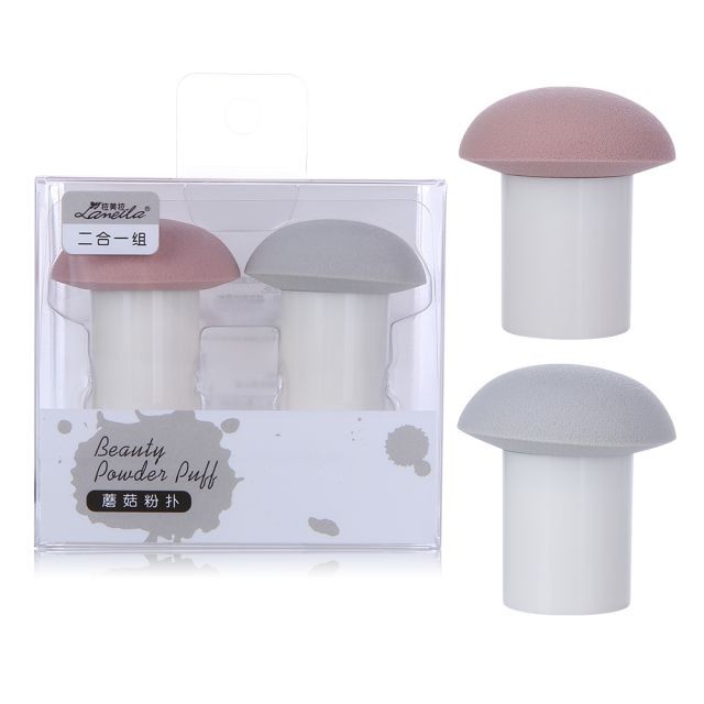 Mushroom-shaped Foundation 2pcs Powder Puff Packaging Cosmetic Makeup Pink Sponge Blender Egg Set A80103