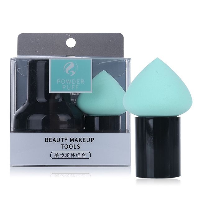 Hot selling 1pc holder and 1pc beauty makeup sponge blender with short handle A80013