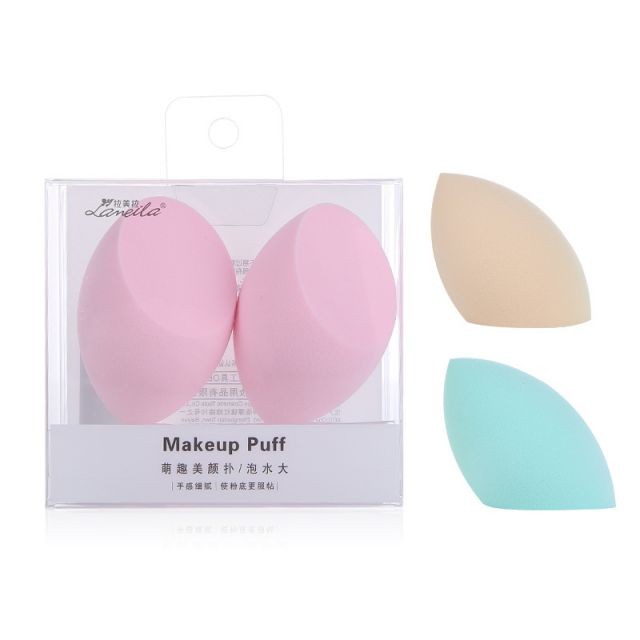 Lameila manufacturer 2pcs set cosmetic puff foundation sponge latex free beauty makeup sponge blender puff A79982