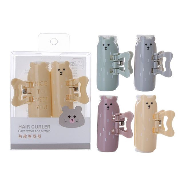 2pcs Wholesale hair roller bear cartoon cute plastic cosmetic hair roller curler C260