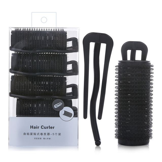 5pcs Best selling plastic private label black hair curlers rollers set no heat hair roll for diy C255