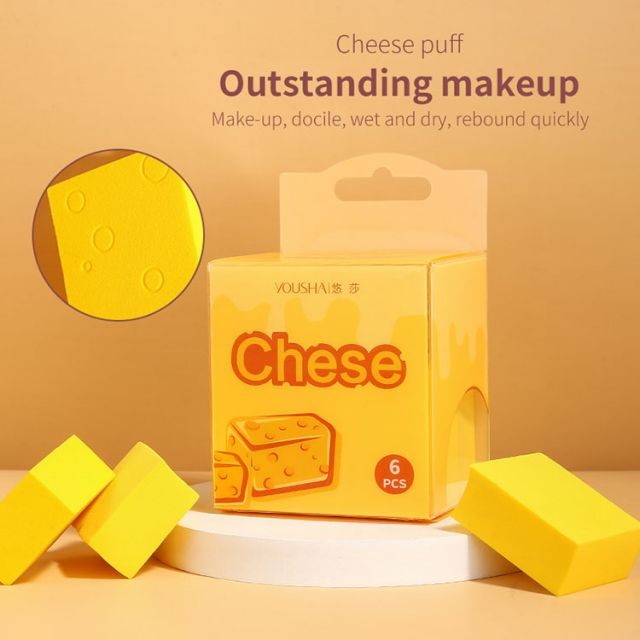 Yousha 2021 new arrived 6pcs super soft cosmetic foundation cheese yellow makeup puff YF215