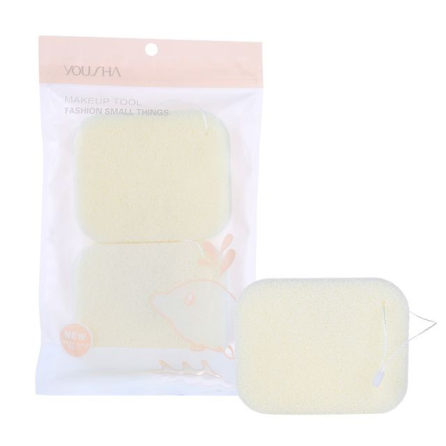 Yousha face washing sponges 2pcs square shape white beauty skin care hydrophilic polyurethane soft facial cleansing sponge YB086