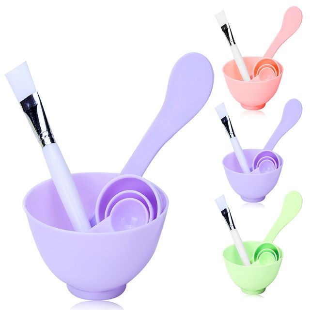 Wholesale cosmetic 6 in 1 diy mask bowl spoon brush plastic facial mask mixing bowl