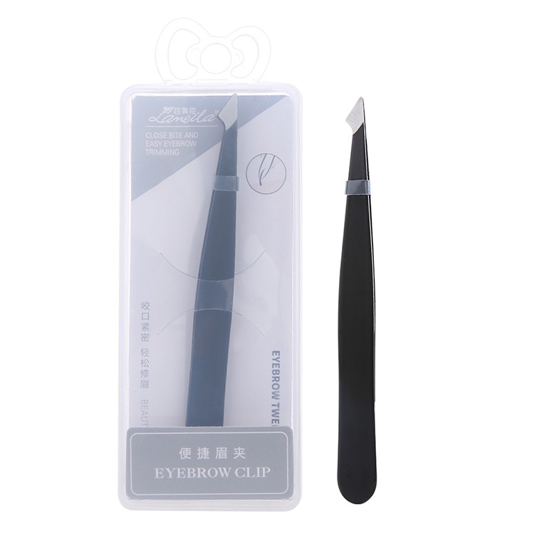 Lameila Hook Mouth Design Eyebrow Tweezer Black Point Slanted Head Eyebrow Tweezers Stainless Steel A230