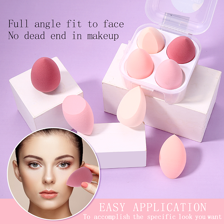 Yousha 4PCS Gourd Waterdrop Diagonal Cut Facial Soft Makeup Egg Sponges Foundation Makeup Sponge Set YF219