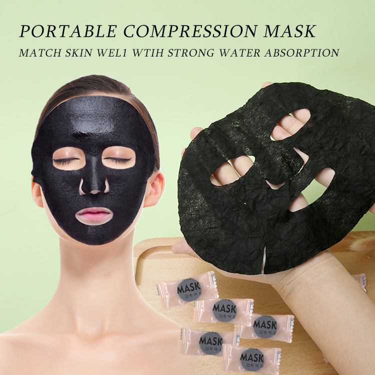 Wholesale beauty face mask sheet black color Bamboo charcoal diy compressed facial mask YM007