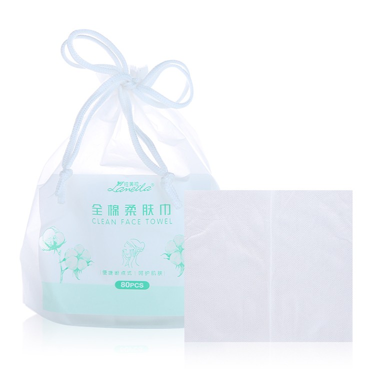 Reel Drawstring Bag 80pcs beauty Skin Care Mesh Disposable Face Cleaning Cotton Towel B337