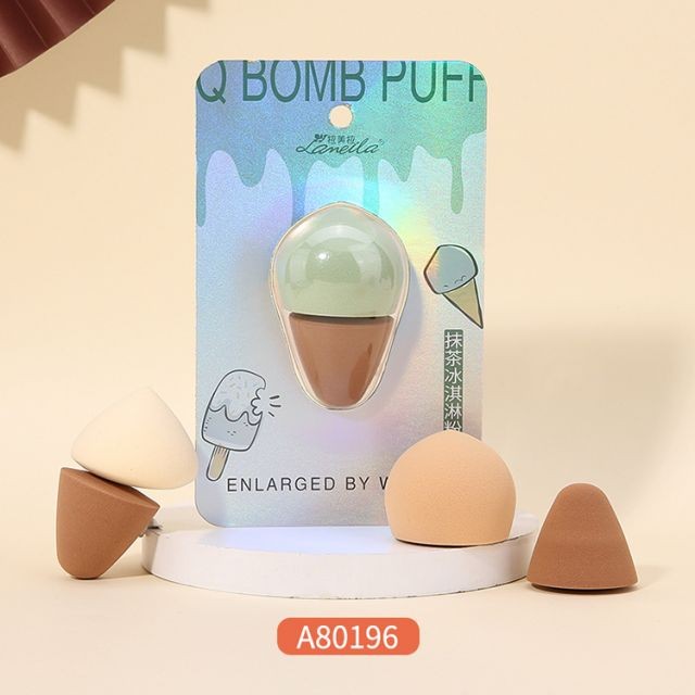 Lameila Amazon 2pcs Make Up Sponge Powder Puff Latex Free Polyurethane Ice Cream Shape Super Soft Beauty Makeup Sponge A80196