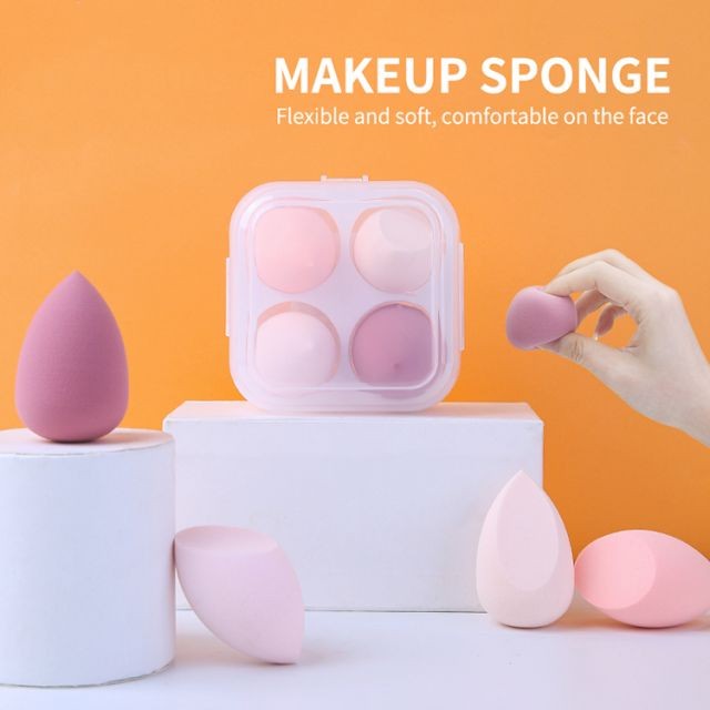 Lameila Best Wholesale 4pcs Cosmetic Tools Foudation Powder Puff Latex Free Hydrophilic Polyurethan Makeeup Sponge Sets A80174