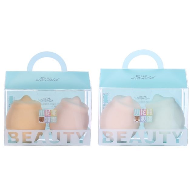 Lameila 2pcs Powder Puff Soft Natural Latex Free Beauty Makeup Egg Sponge Wet And Dry Dual-Use Makeup Sponge Blender Set A80206