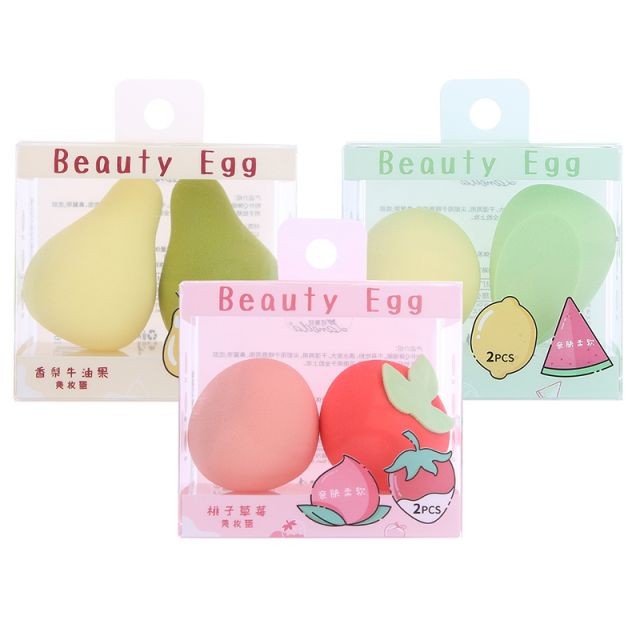 Lameila OEM logo 2pcs Fruit shape beauty sponge reusable soft latex free foundation makeup sponge blender packaging box A80219 /220/221