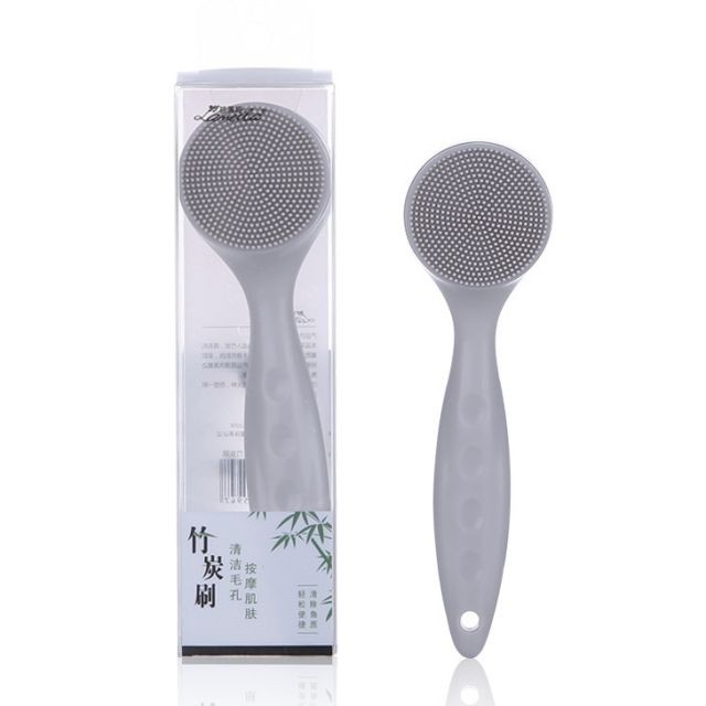Lameila Wholesale Private Label Manual Soft Facial Care Cleanser Silicone Face Cleaning Washing Brush With Handle C0367