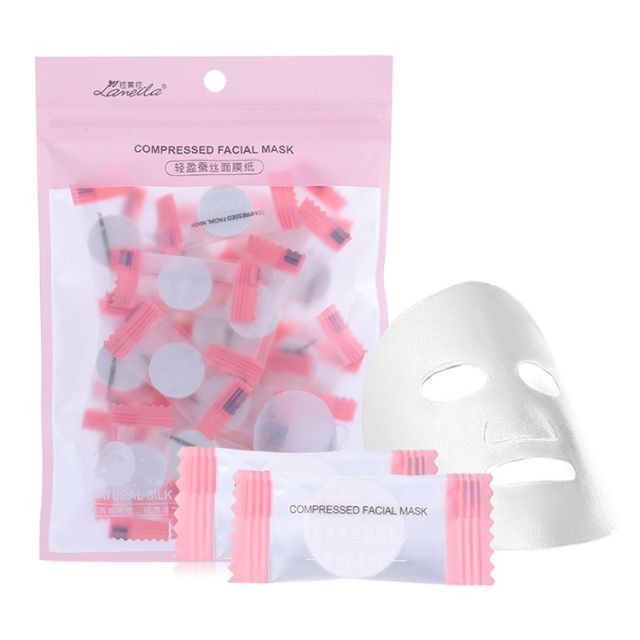 Lameila Compressed Silk Face Mask Sheet 30pcs Disposable Facial Mask Papers Wrapped DIY Women Makeup Face Beauty Tool D0875