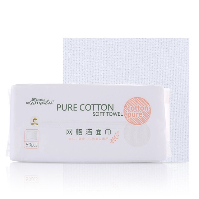 Lameila factory oem clean face towel 50pcs custom packaging size non-woven mesh cotton salon disposable facial towel B248