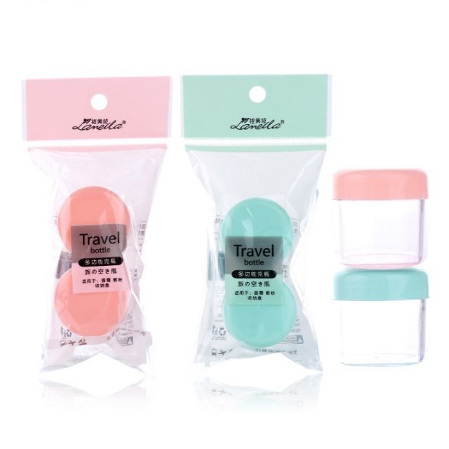 Lameila 20g*2 Travel Size Empty Bottle Ps Plastic Cosmetic Face Cream Jars Bottle Containers With 2pcs And Mini Stapula LA1028