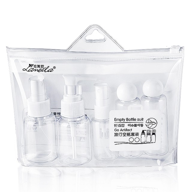 Lameila Hot Sale Cosmetic Bottle 5pcs/Bag Packing Empty Travel Kit Bottle 50ml Pet Empty Spray Bottles Set LA1070