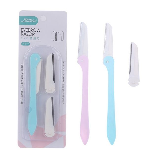 Lameila Wholesale 1+2 Eyebrow Razor Set Staainless Steel Facail Hair Removal Eyebrow Trimmer Shaper Plastic For Women A0202