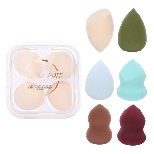 Lameila mixed colors shape beauty sponge 4pcs box customized logo foundations latex free large nude makeup sponge A80210