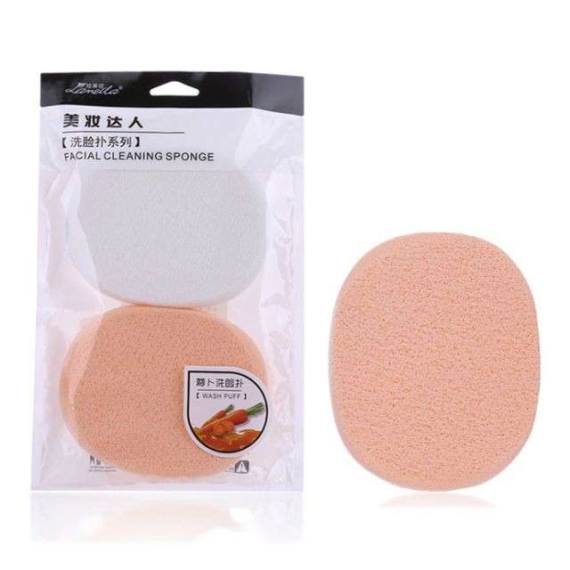 Lameila 2pcs Facial Clean Sponge Beauty Tools Natural Carrot Oval Face Cleansing Sponge SY-B2066