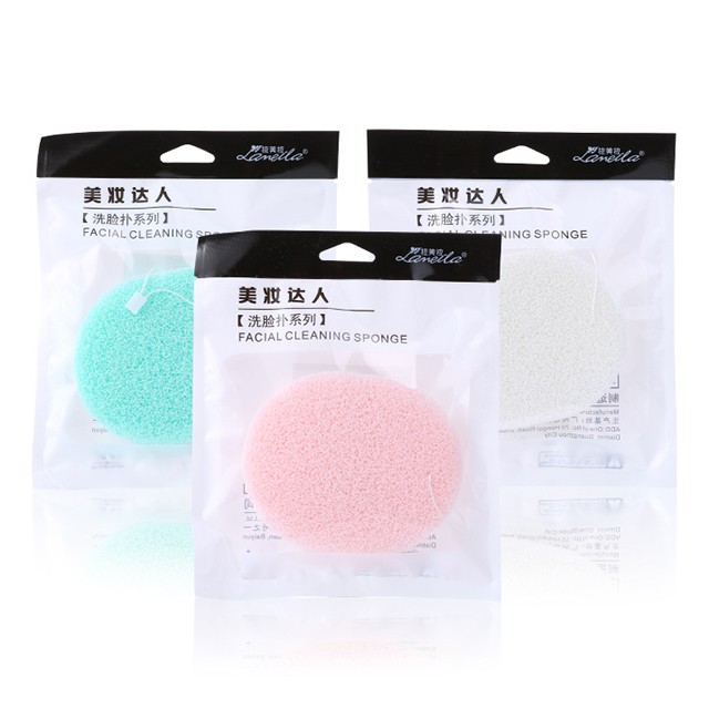 Lameila colorful face deeply washing sponge natural reusable facial cleansing sponge with rope SY-B2167