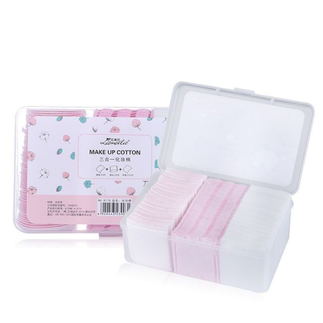 Lameila latest products 350pcs 3 in 1 different thickness cotton pads set for women makeup remover B178