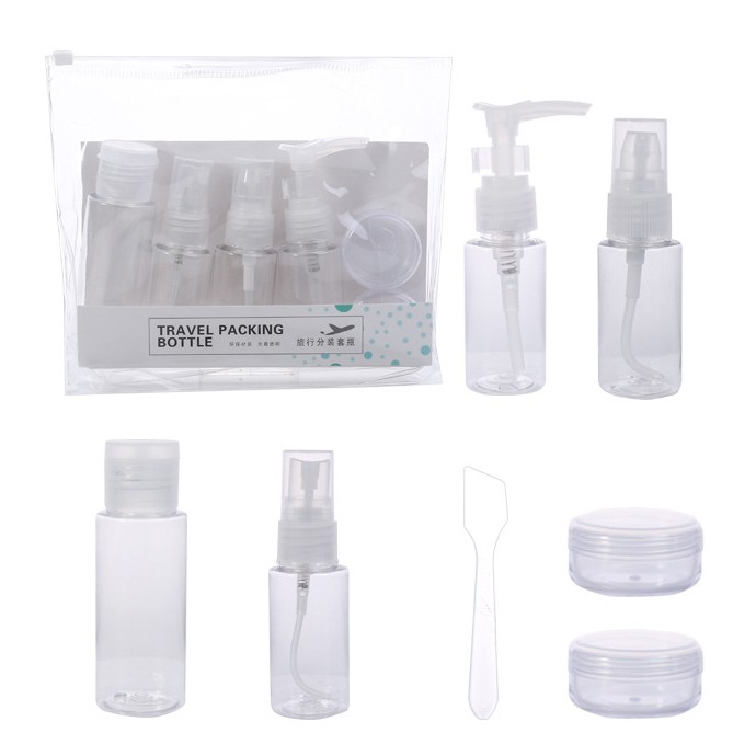 Lameila 7pcs Transparent Plastic Travel Empty Bottle Set Portable Makeup No Odor Spray Bottle Sets LM208