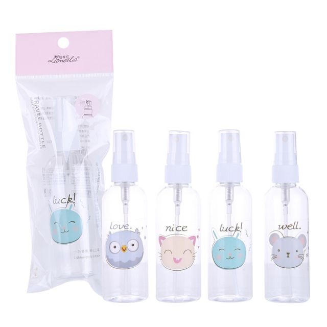 Lameila 100ml PET Spray Bottle Mini Cute Cartoon Pattern Empty Rosewater Container Cosmetic Tool Travel Perfume Bottles LM728