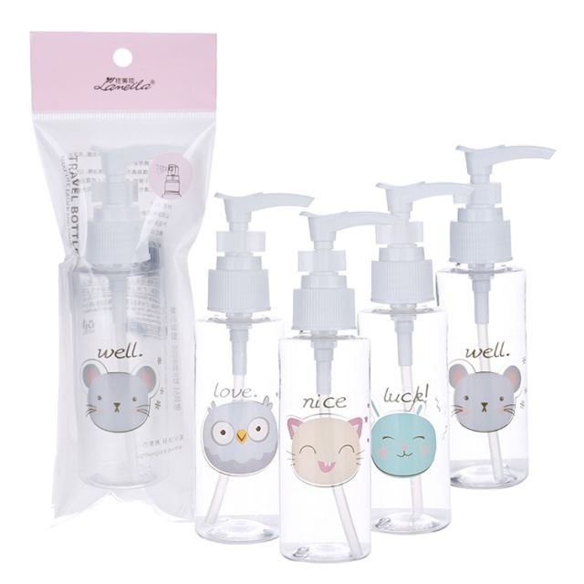 Lameila 100ml Empty Pump Bottle Cute Cosmetic Shampoo Hand Sanitizer Pump Bottle Face Cleanser Pocket Travel Bottle LM732