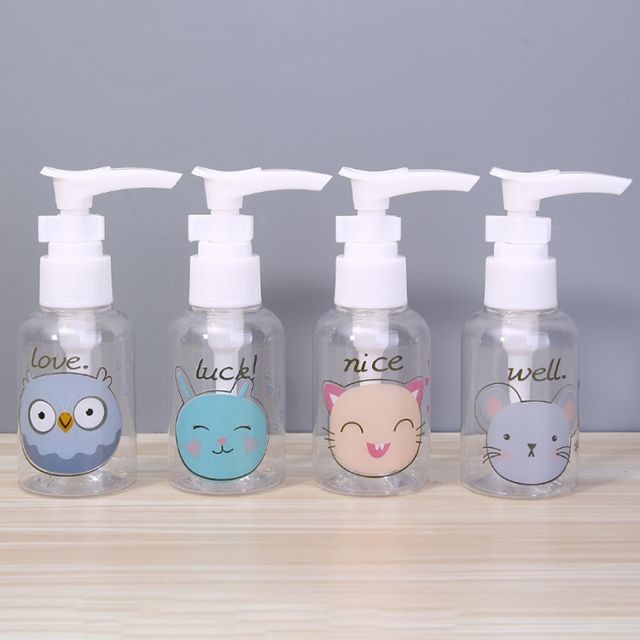 Lameila 50ml Airless Cute Pump Bottle PET Round Shape Body Lotion Shower Shampoo Refillable Travel Empty Bottles LM734
