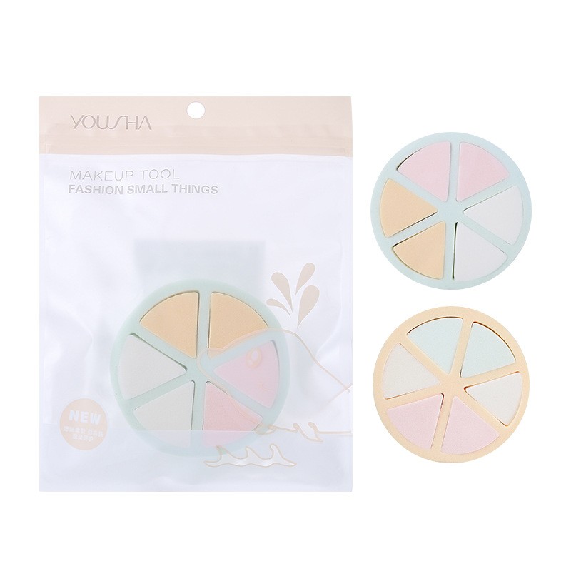 New arrival make up sponge blender foundation 6pcs / bag reusable soft cute triangle makeup cosmetic puff YF104