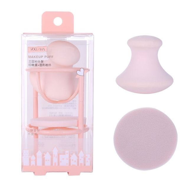 Yousha custom non latex makeup cosmetic puff beauty sponge blender private label soft makeup sponge with holder YF197