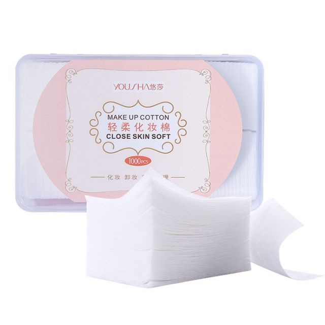 Yousha Wholesale 1000 pcs eco-friendly disposable cosmetic organic cotton pad face skin care square facial makeup remover pads YV061