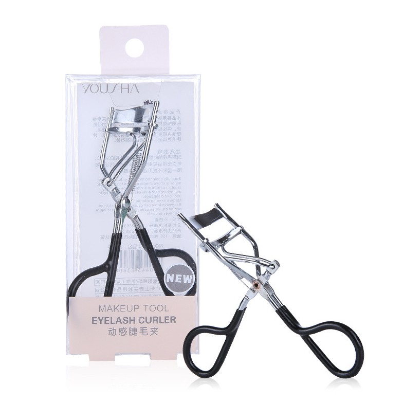 Yousha eyelash curler portable metal stainless steel black wholesale mini small eye lash curler YE010