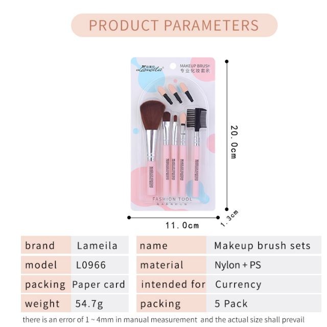 Lameila Makeup Brushes Set 8pcs Custom Logo Nylon Hair Portable Eye shadow Facial Foundation Powder Blush Brush L0966