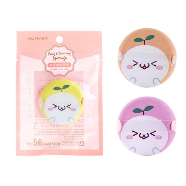 Yousha cosmetic powder puff dry foundation makeup custom cartoon pictures cute beauty BB round air cusion powder puff YF126