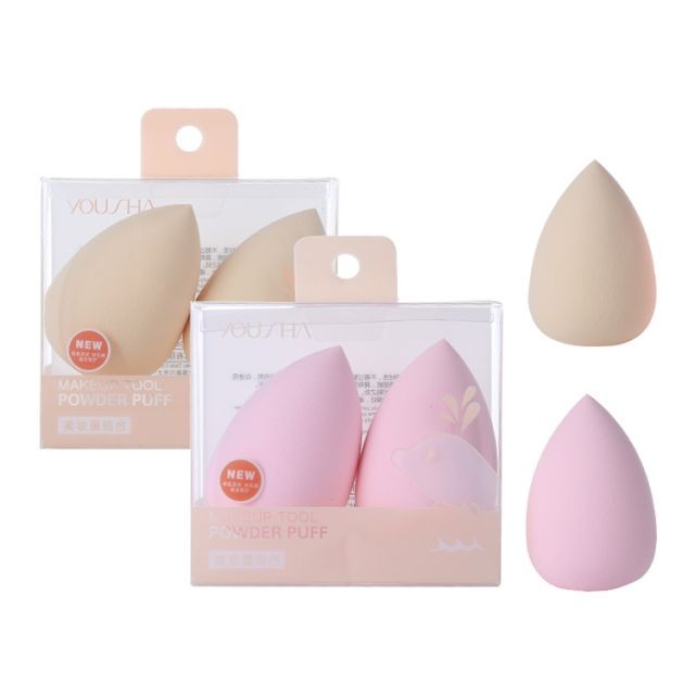 2pcs foundation make up sponge blender loose powder puff private label beauty makeup sponge sets with logo YF172