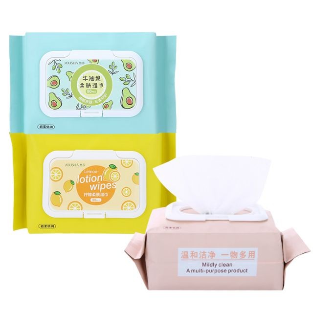 Yousha Disposable 80pcs fruit skin friendly portable facial clean soft wet tissue YL014 YL016 YL017