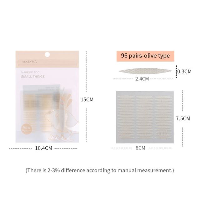 Yousha 96 Pairs Cosmetic Eye Tool Natural Color Lace Invisible Long-Lasting Double Eyelid Stickers Eyelid Fiber Tape YS064 Yousha 96 Pairs Cosmetic Eye Tool Natural Color Lace Invisible Long-Lasting Double Eyelid Stickers Eyelid Fiber Tape YS064