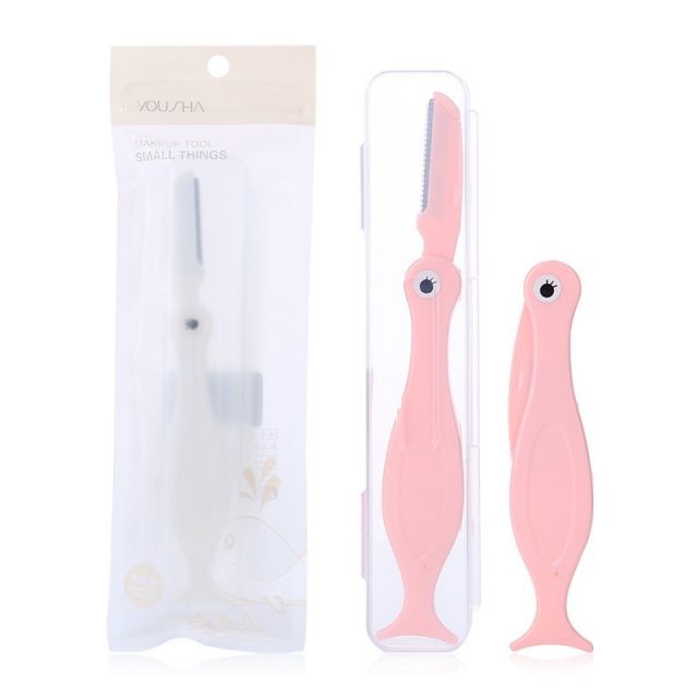 Yousha Cute Cartoon Woodpecker Design Pink And White Color Stainless Steel Eyebrow Razor For Brow Trimmer Yx123
