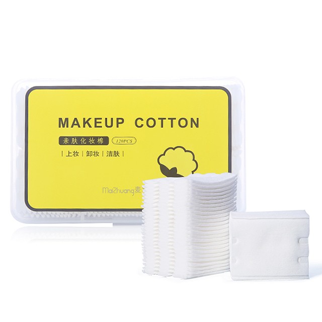 Maizhuang Custom label facial cotton pad makeup removal 120pcs thin cosmetic disposable face makeup remover cotton pads MZ001