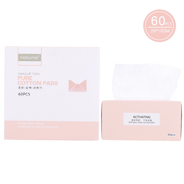 Meilamei extraction type 60 pieces thin save water disposable makeup remover cotton pad with paper box M006