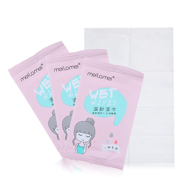 10pcs Lameila factory wholesale square cotton pads facial wipes cleaning face wet wipes pocket wet tissue E2119