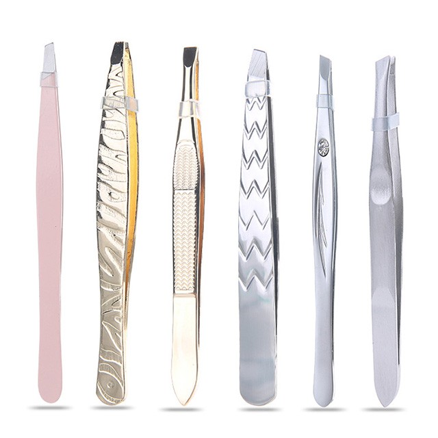 Custom Private Label Stainless Steel Gold Eyebrow Eyelash Extension Tweezers MLM-D500