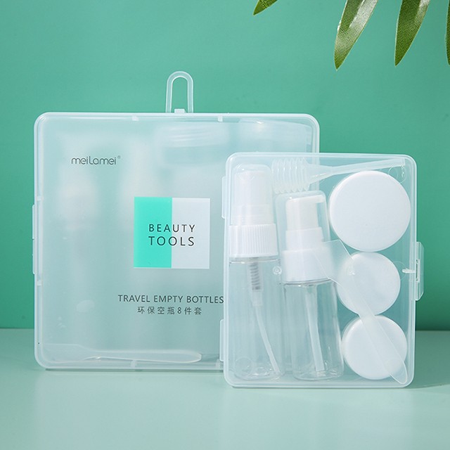 Portable Travel Plastic Cosmetic Set Bottles 7pcs/set Simplicity Cosmetics Bottles And Jars Set L500