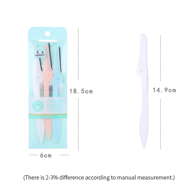 Private Label 3pcs/bag Beauty Eyebrow Razor Set Folding Handle Stainless Steel Shaper Eyebrow Trimmer For Women N253
