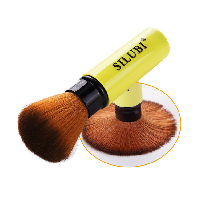 Silubi High Quality Yellow Handle Foundation Powder Brush Nylon Hair Large Fluffy Beauty Face Makeup Retractable Brushes S305