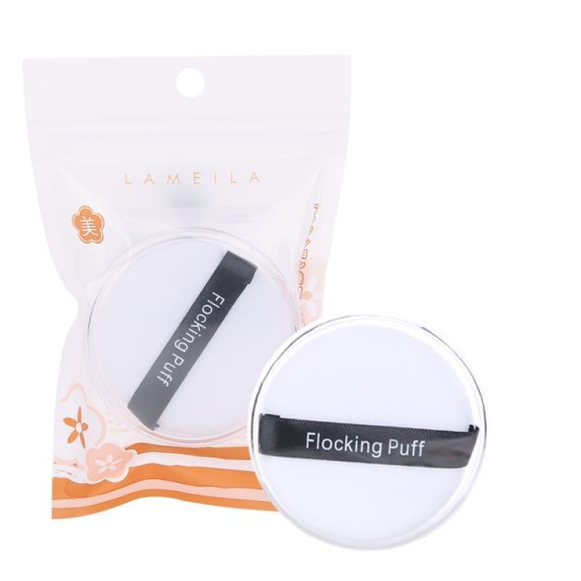 Soft velvet loose powder puff velour cotton flocking cosmetic puff with clear package A797