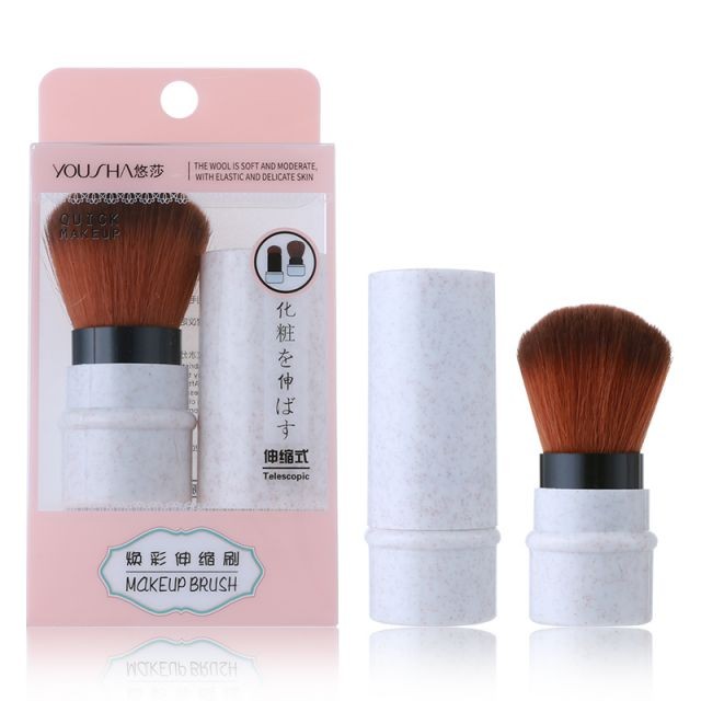 Yousha Custom Individual White Makeup Brush Abundant Bristles Telescopic Brush Label Other Plastic Brushes For Make Up Yc050